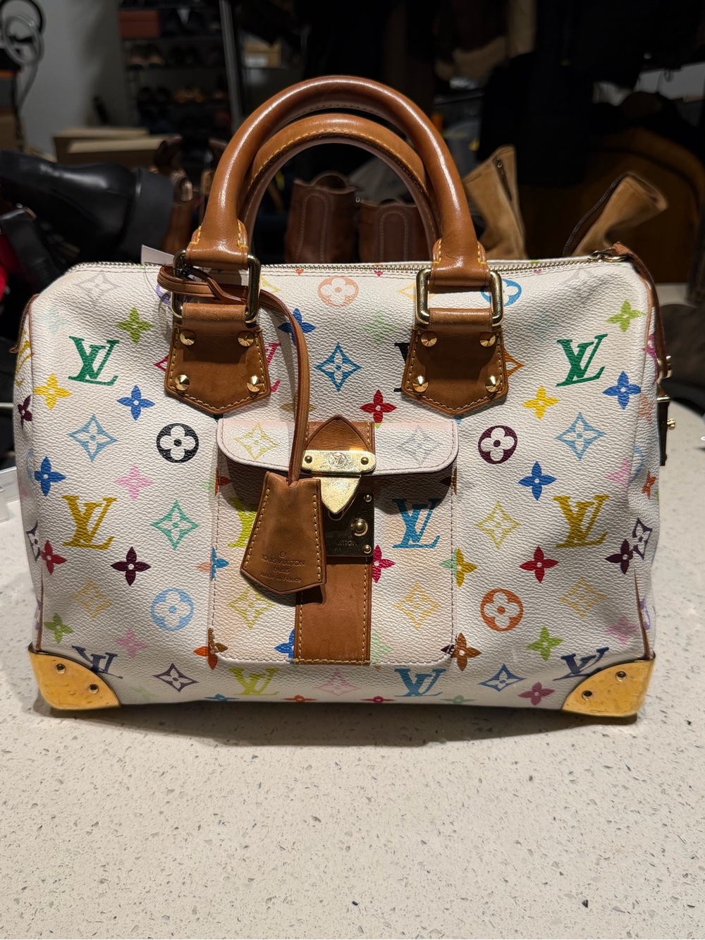 Louis Vuitton white monogram multicolor murakami speedy bag